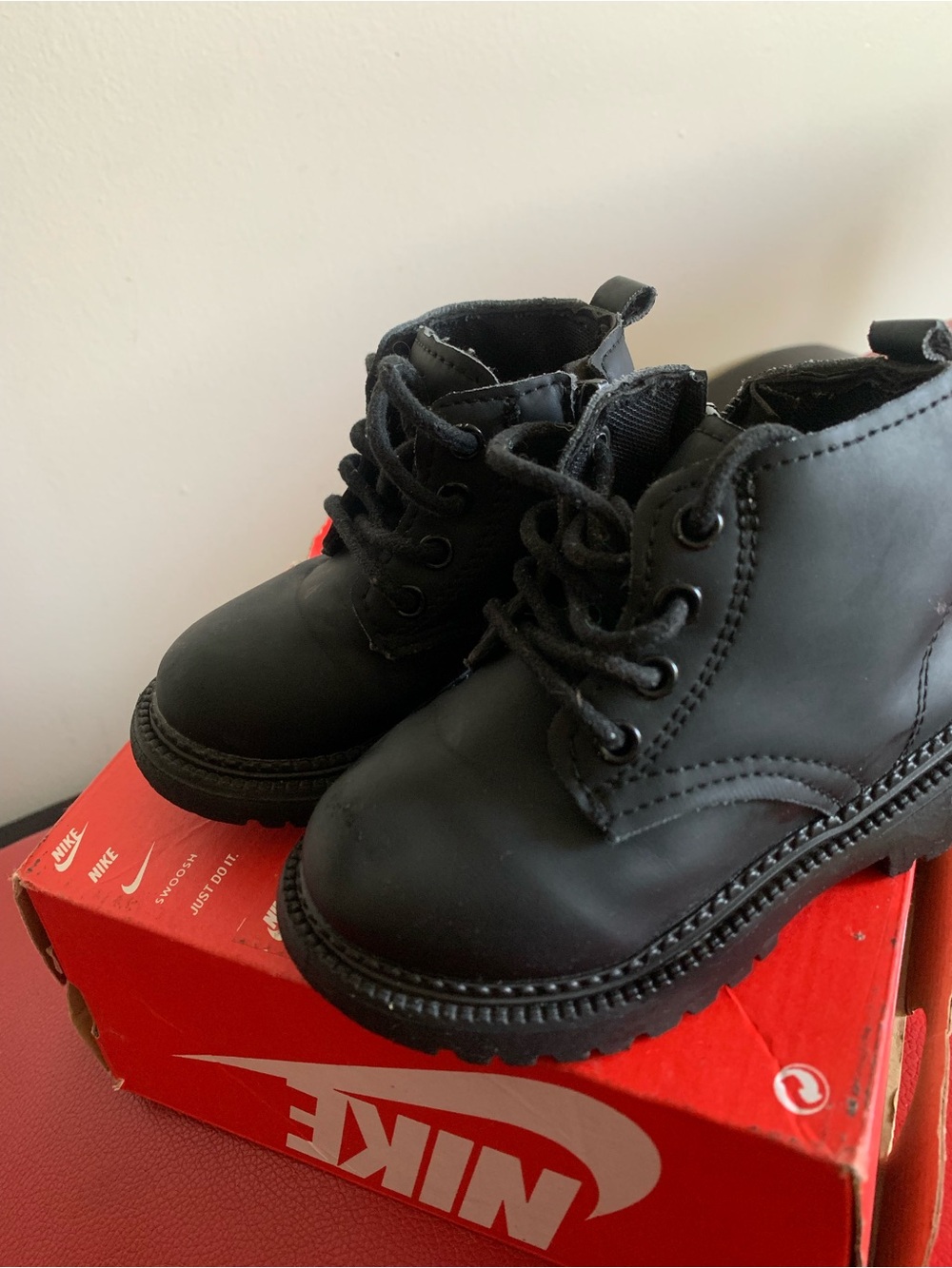 SHEIN Black Kids Lace-Up Ankle Boots
